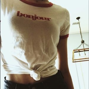 ✯🥐bounjour / au revoir tee🥐✯